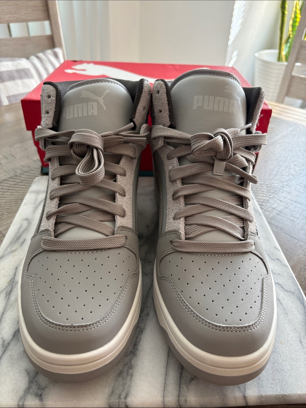 Puma Men's Mid-Top Sneakers in Light Gray